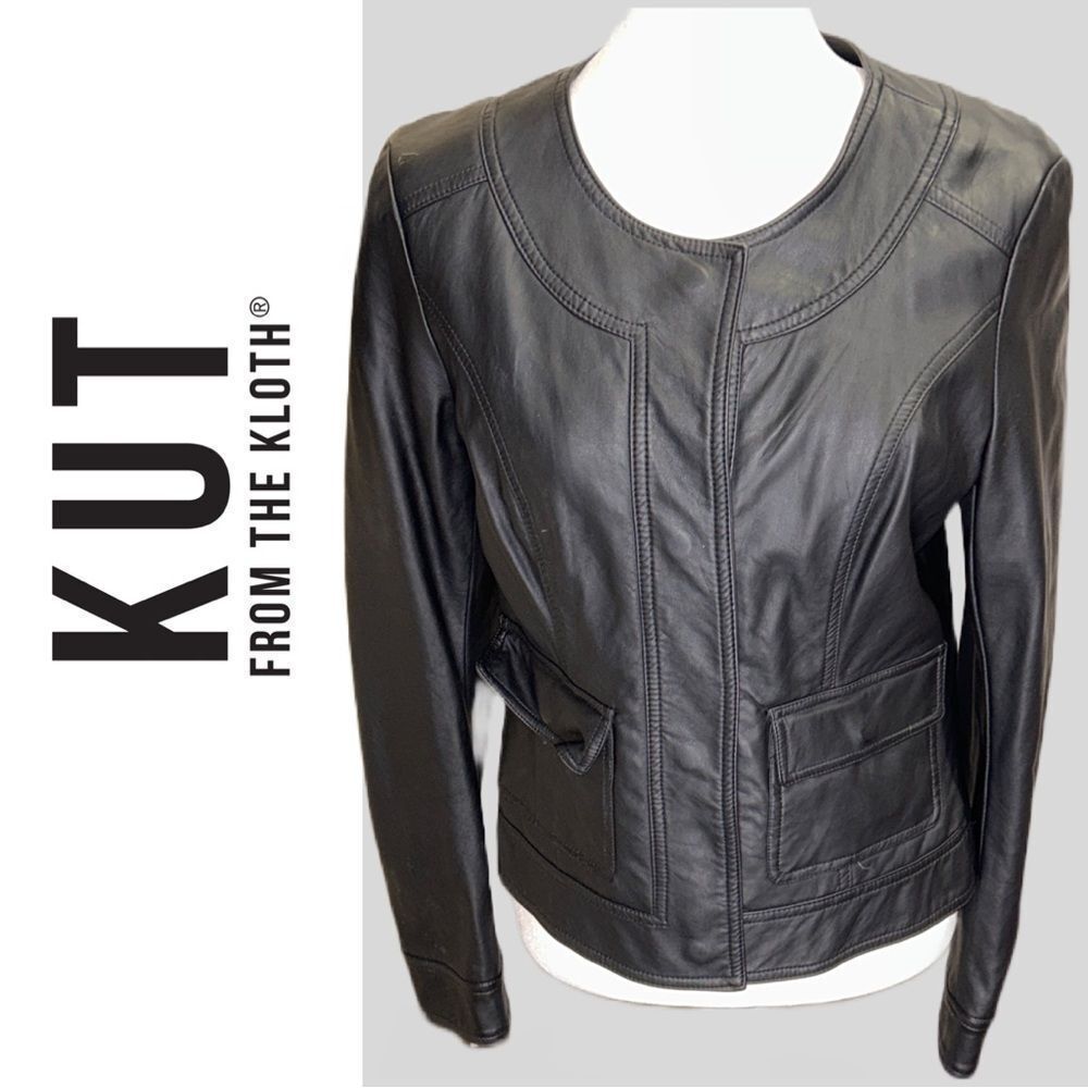 Kut from the Cloth Women’s Faux Leather Black‎ Jacket - Size M